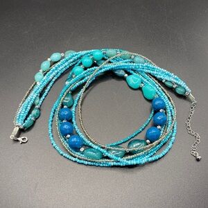 Seed Bead Turquoise Multistrand Necklace